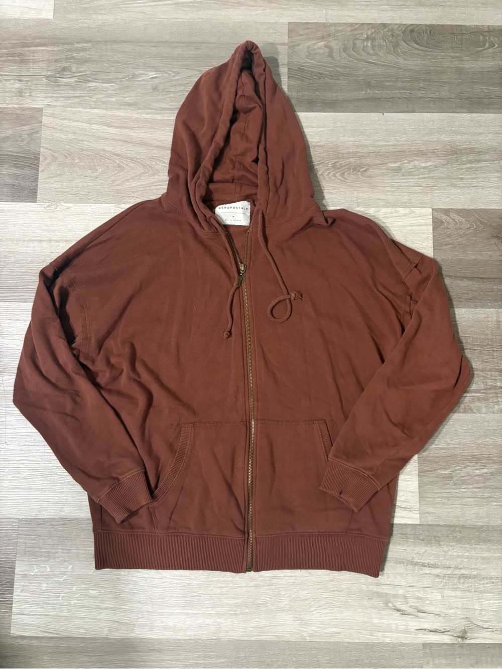 Aeropostale Women’s Medium Brown Rust Full Zip Hoodie Sweatshirt Y2K Casual